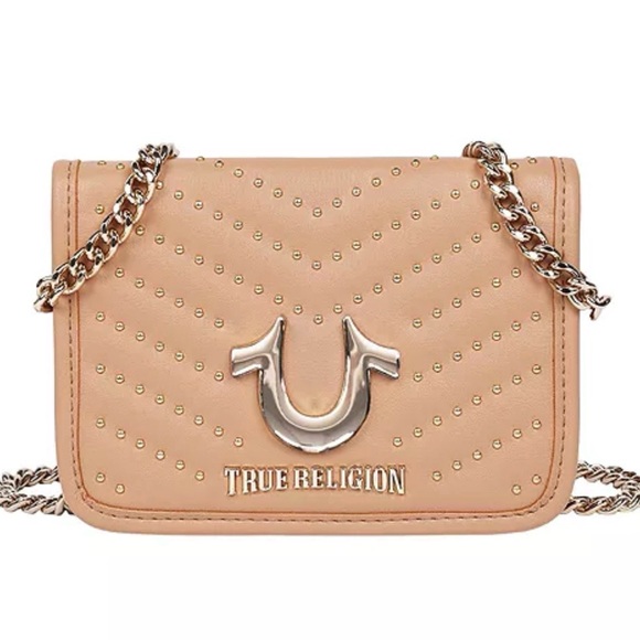 True Religion Beige Crossbody Bag with Gold Accents - Picture 1 of 8